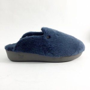 Alegria Womens Leisurelee Cozy Slip On Slippers Blue Faux Fur 38 / 8-8.5 NEW